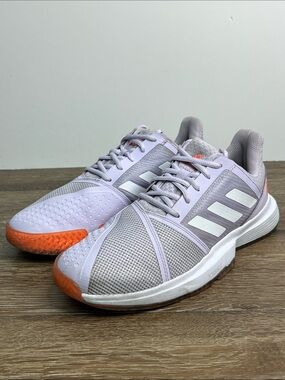 adidas CourtJam Bounce Tennis Shoes Purple Tint Signal Coral Women’s Size 10